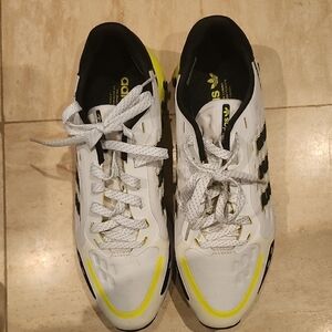 Adidas White and Yellow Athletic Shoes with Breathable Mesh
